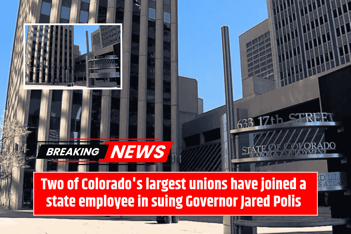 Two of Colorado's largest unions have joined a state employee in suing Governor Jared Polis